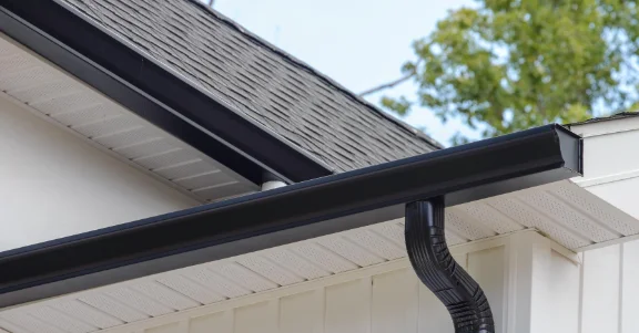 Black eavestrough on a home